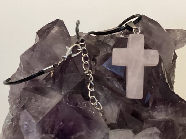 Rose Quartz Cross Pendant Necklace - Image 5