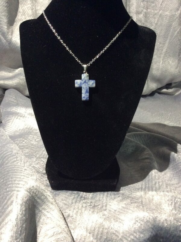 Blue Sodalite Cross shaped Pendant Necklace - Image 6