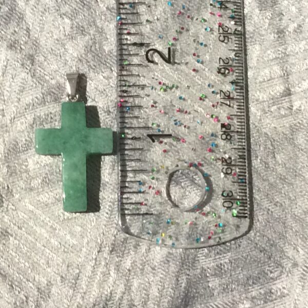 Green Adventurine Cross Shaped Pendant Necklace - Image 3