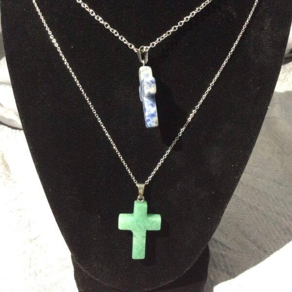 Green Adventurine Cross Shaped Pendant Necklace - Image 11