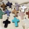 Gold Sandstone Cross Shaped Pendant Necklace - Image 4