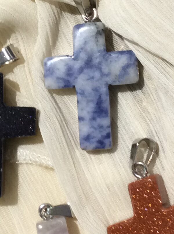 Blue Sodalite Cross shaped Pendant Necklace