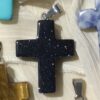 Blue Sandstone Cross Shaped Pendant Necklace