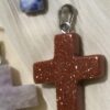 Gold Sandstone Cross Shaped Pendant Necklace - Image 7