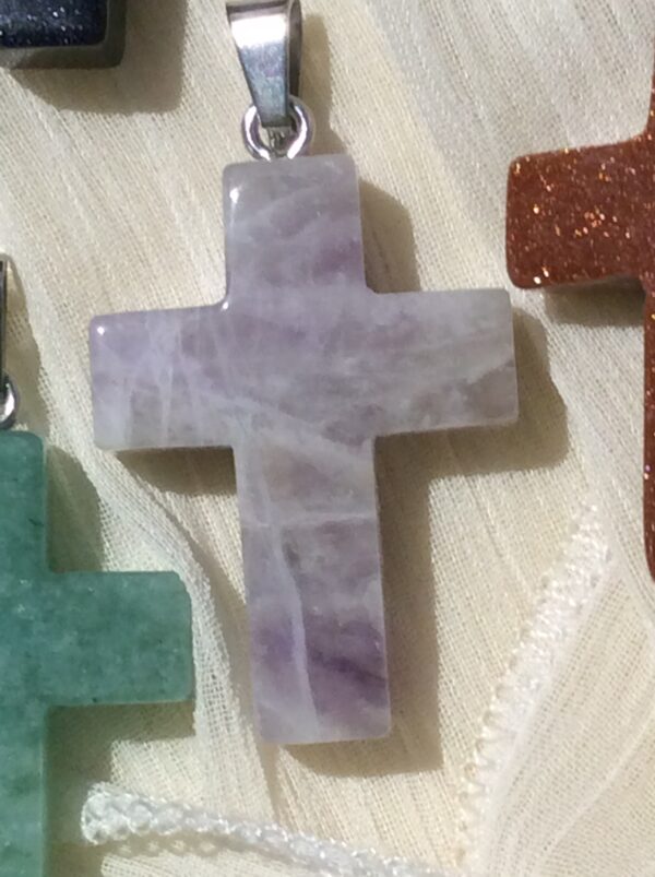 Amethyst Cross shaped Pendant Necklace - Image 4