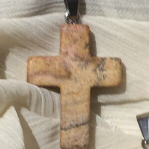 Picture Jasper Cross Pendant Necklace