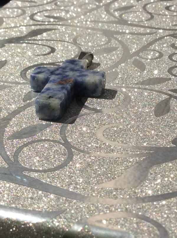 Blue Sodalite Cross shaped Pendant Necklace - Image 3