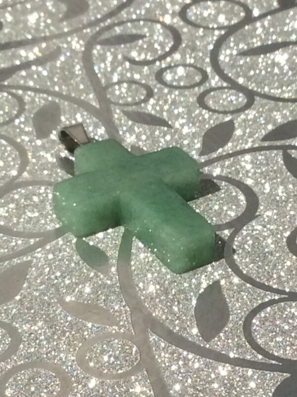 Green Adventurine Cross Shaped Pendant Necklace - Image 7