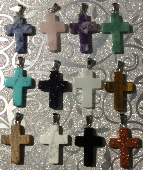 Black Agate Cross Shaped Pendant Necklace - Image 8