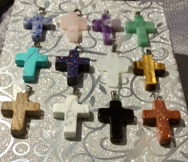 Black Agate Cross Shaped Pendant Necklace - Image 10
